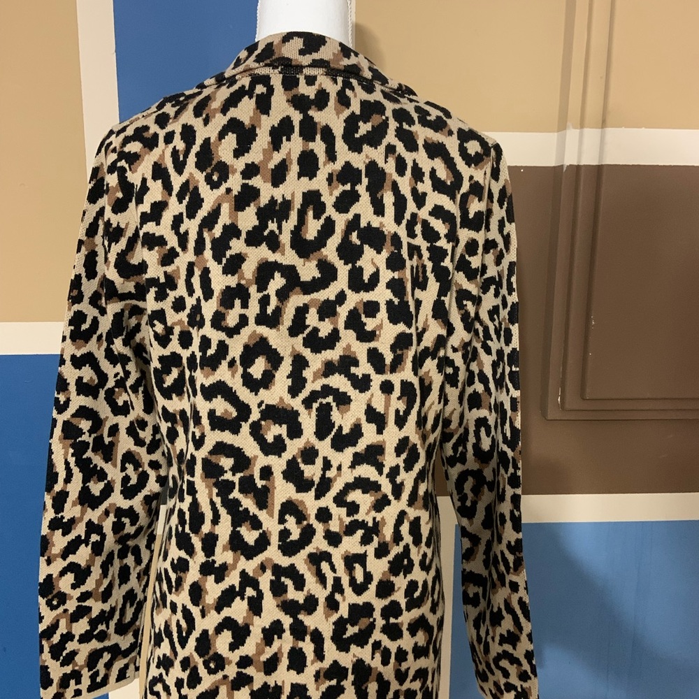 SOLD!!JCREW LEOPARD PRINT SWEATER BLAZER - Picture 7 of 9